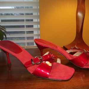 Red Stuart Weitzman Patent Leather Slides